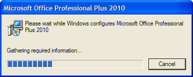 Windows 正在配置 Microsoft Office Professional Plus 2010，请稍候