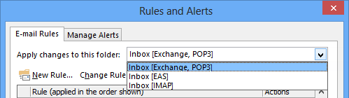 Exchange 和 POP3 帐户的单独规则