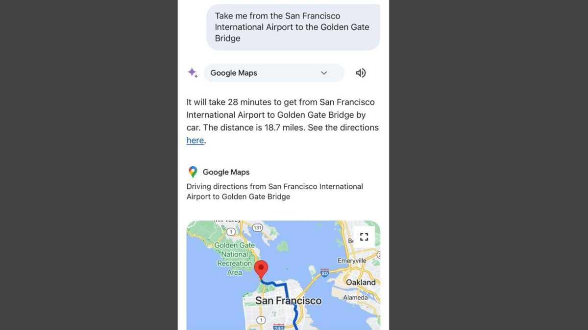 您现在可以使用 Gemini 免提使用 Google 地图进行导航