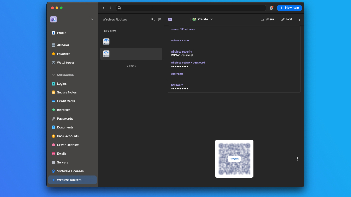 1Password 现可生成二维码来分享 Wifi 密码